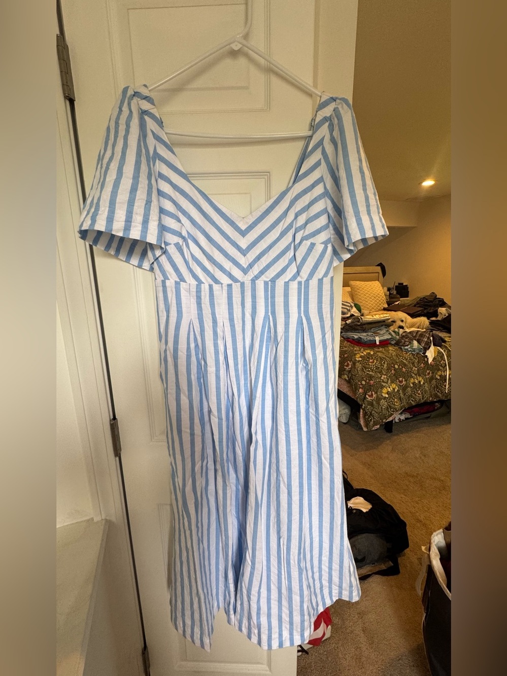 a new day Blue and White Striped Midi Dress